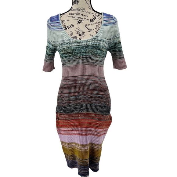 Anthropologie Space-Dyed Knit Scoop Neck Midi Dress Small Petite - Picture 3 of 10